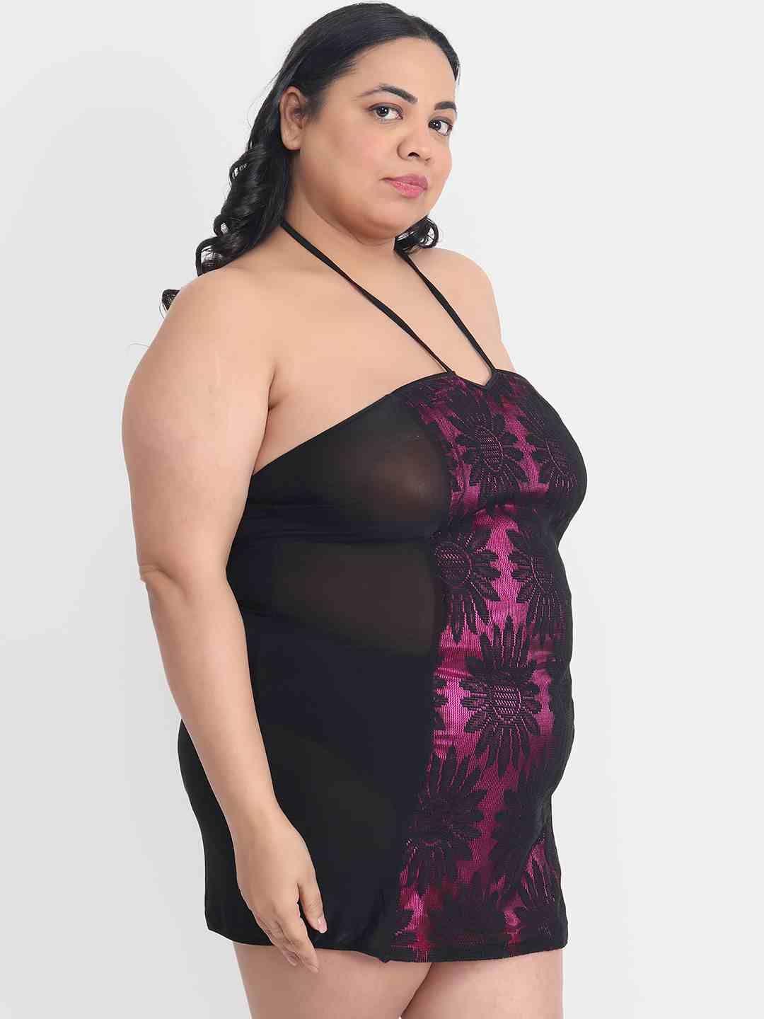 Plus Size Sexy Pink Bridal Babydoll Bikini Dress for Honeymoon BB12C