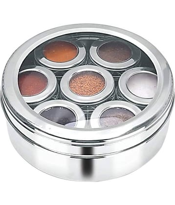 Visaxmi Masala Box Steel Silver Spice Container ( Set of 7 )