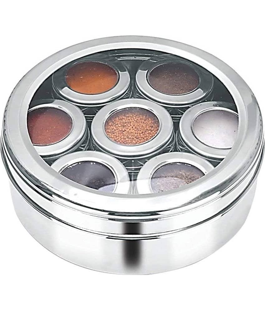 Visaxmi Masala Box Steel Silver Spice Container ( Set of 7 )