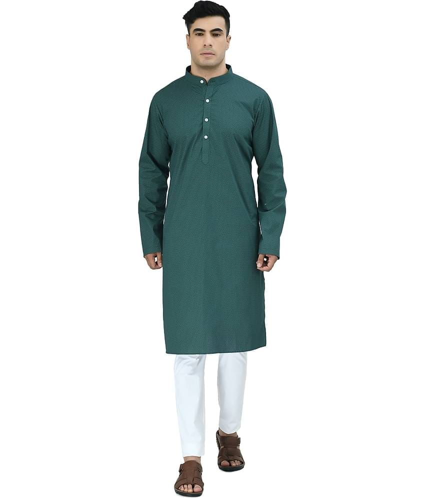 DESIGN TREND Green Cotton Kurta Single