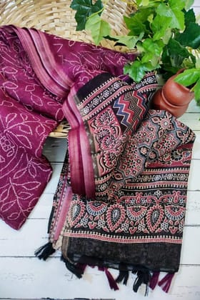 Block Printed Semi Linen Saree