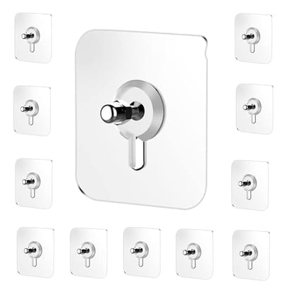JIALTO 20 Pcs Heavy Duty Adhesive Nail Hooks - Versatile Wall Hangers for Bathroom, Bedroom, and Kitchen - Transparent, Stainless Steel for Wall Without Drilling