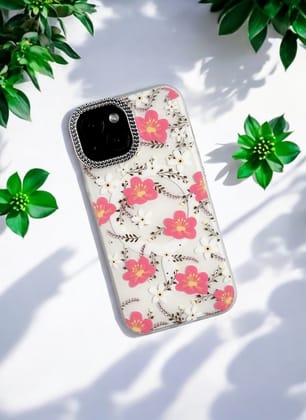 Red & White Flowers Floral Case for iPhone 15