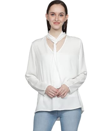 NUEVOSDAMAS Women's Polyester Asymmetrical Top ( White )