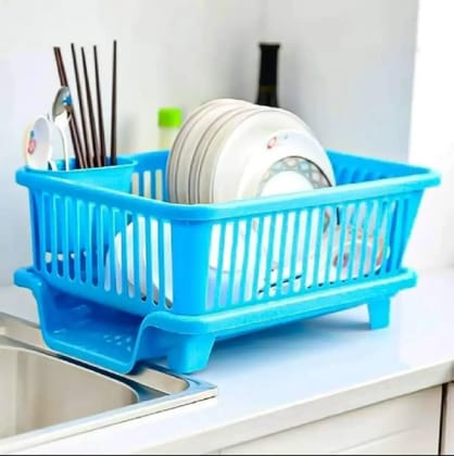 3-in-1 Compact Kitchen Dish Drainer with Cutlery Holder | Plastic Utensil Drying Rack | Space-Saving Design