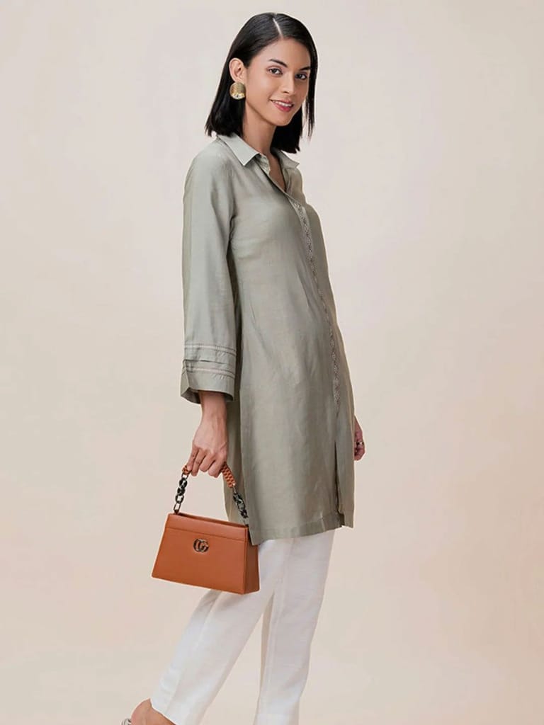 English Shirt Style Kurta Set