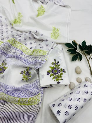 Pure Cotton Unstitched Suit With Cotton Dupatta