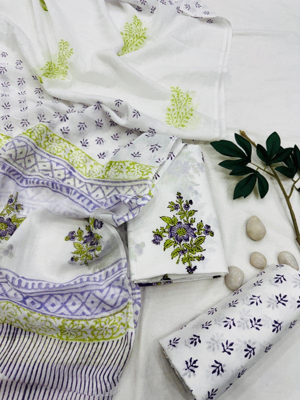 Pure Cotton Unstitched Suit With Cotton Dupatta
