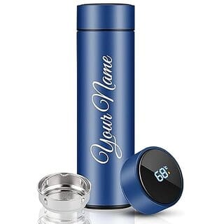 Customized Bottle |Your Name Customized Personalized Engraved Temperature |Steel Bottle with Led Display for Office - School, Gym Outdoor Or Sports, (Blue) 500 Ml Customized Bottle |Your Name Customized Personalized Engraved Temperature |Steel Bottle with Led Display for Office - School, Gym Outdoor Or Sports, (Blue) 500 Ml