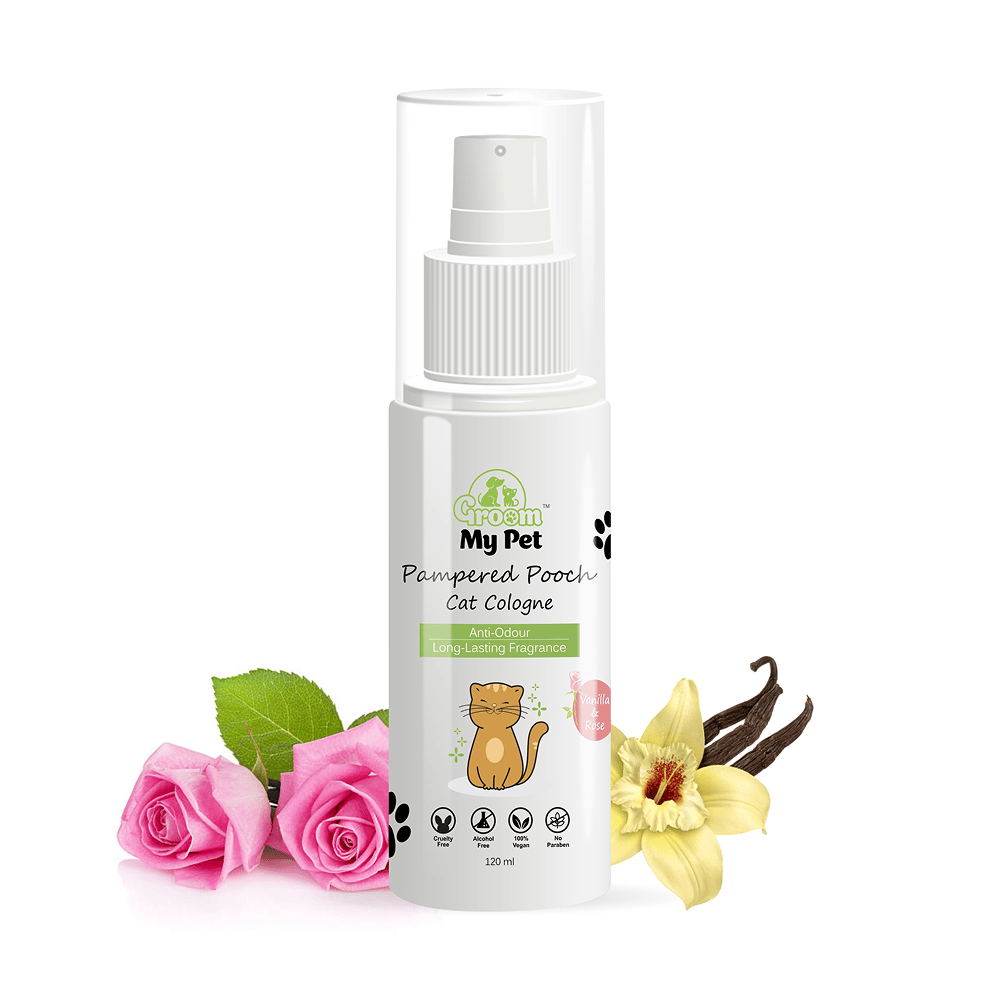 Groom My Pet Vanilla and Rose Pampered Pooch Cologne for Cats Groom My Pet Vanilla and Rose Pampered Pooch Cologne for Cats - 120mL