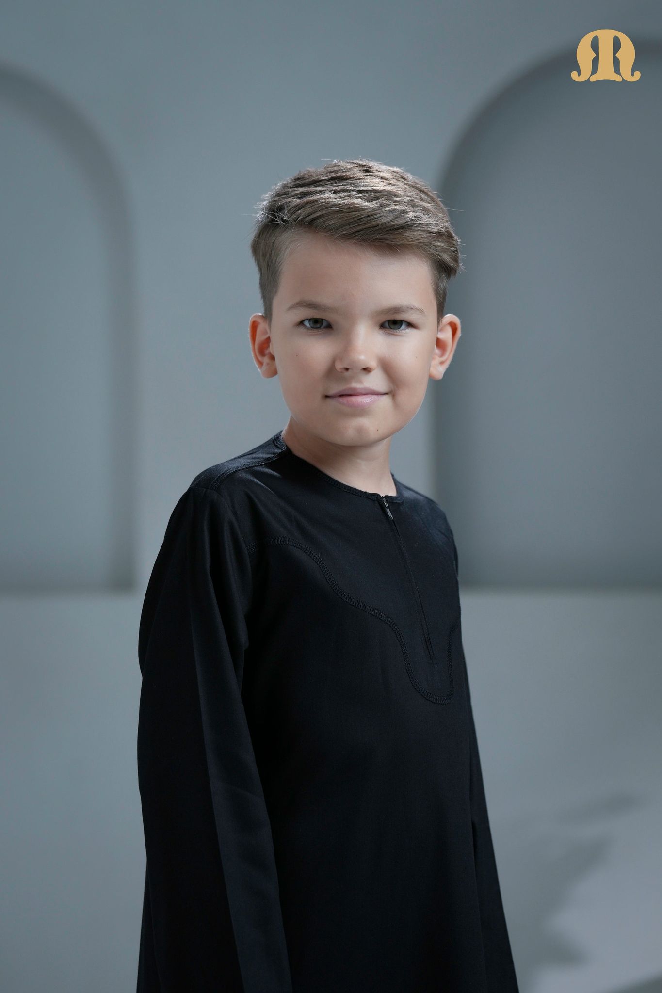 Kurvig Omani Black Boys Thobe-B1