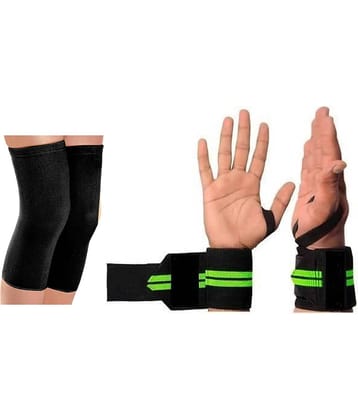 EmmEmm Premium Combo of 2 Pcs Gym Wrist Support and 2 Pcs Knee Caps