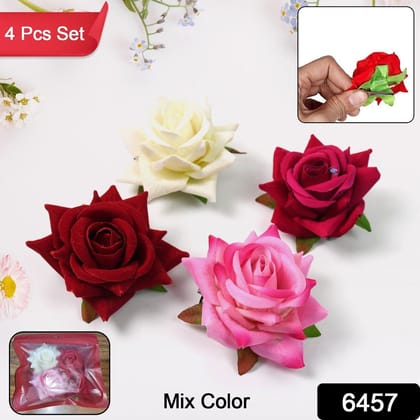 Colourful Flowing Flower Hair Pin (4 Pcs Set / Mix Color)