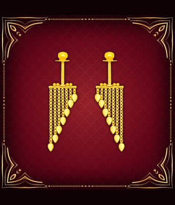 LUV FASHION Golden Stud Earrings ( Pack of 1 )