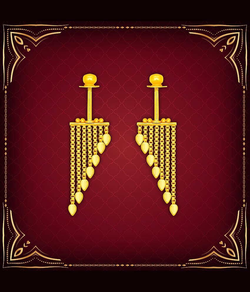 LUV FASHION Golden Stud Earrings ( Pack of 1 )