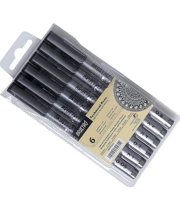 Brustro Technical Pen Black Set of 6