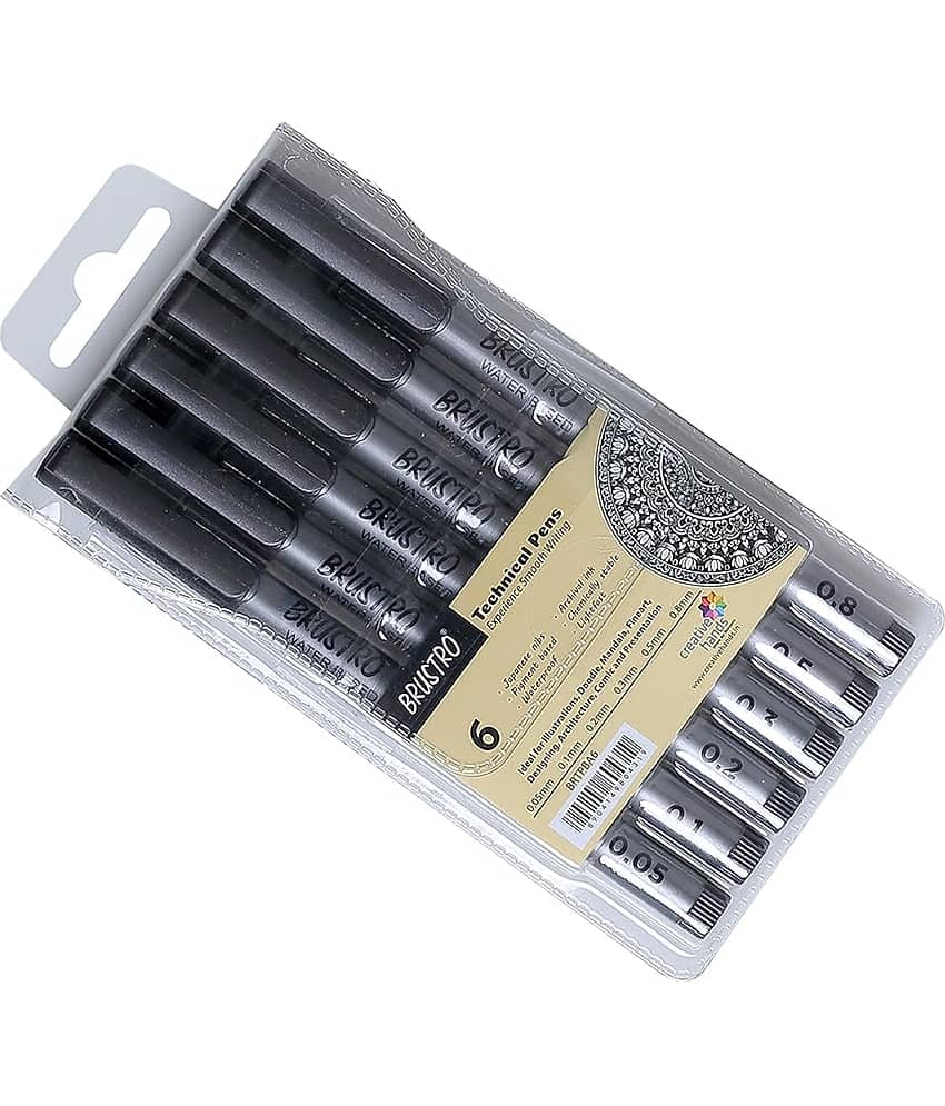 Brustro Technical Pen Black Set of 6