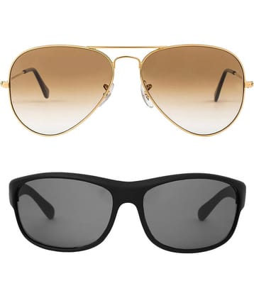 Kanny Devis - Black Wrap Around Sunglasses ( Pack of 2 )