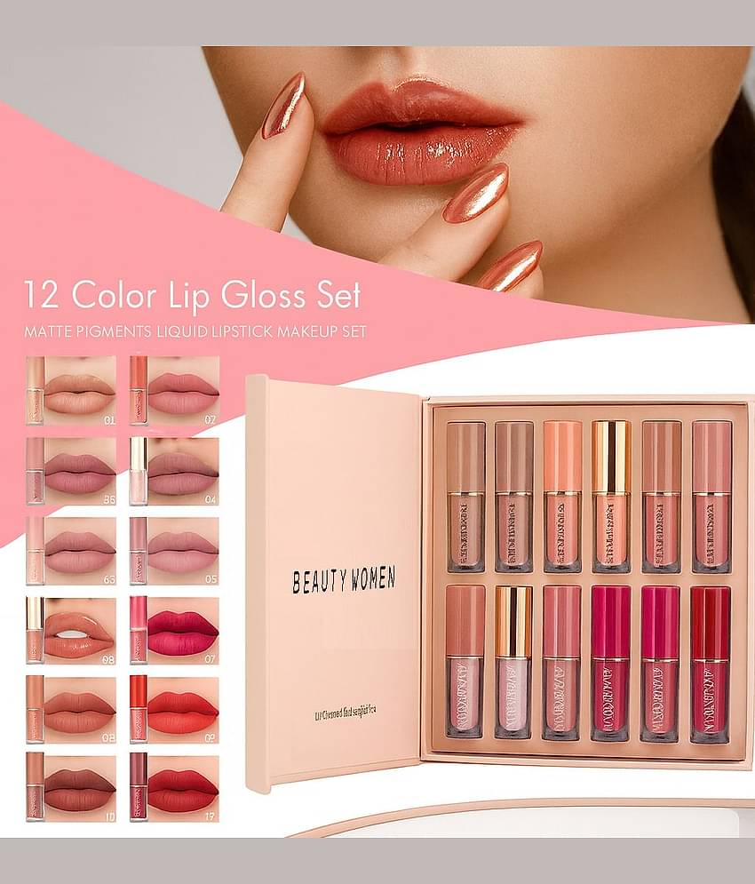 Beauty Women Multi Matte Smudge Free Liquid Lipstick ( Pack of 12 )