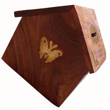 SH brown wooden piggy bank