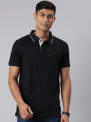 Classic Polo Men's Polo Neck Black Slim Fit T-shirt | 4SSN 226 Classic Polo Men's Polo Neck Black Slim Fit T-shirt | 4SSN 226