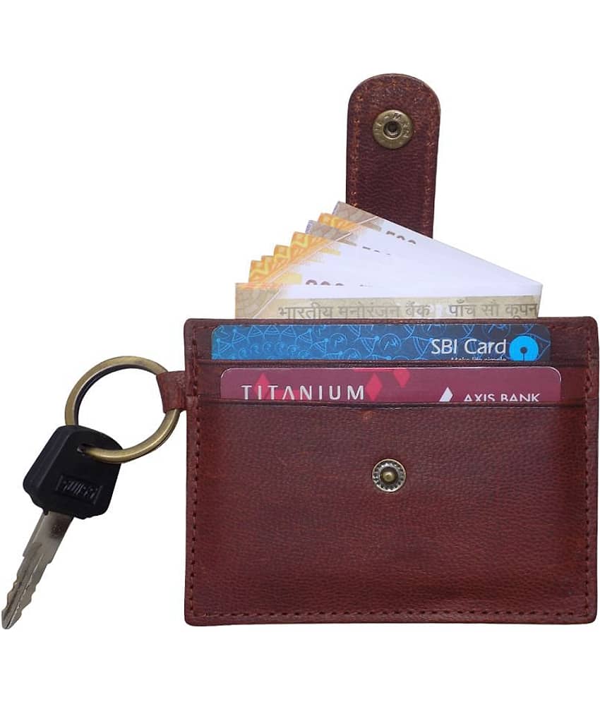 Style 98 Button Brown Card Holder