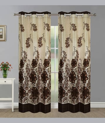 Home Candy Set of 2 Door Semi-Transparent Eyelet Polyester Brown Curtains ( 213 x 120 cm )