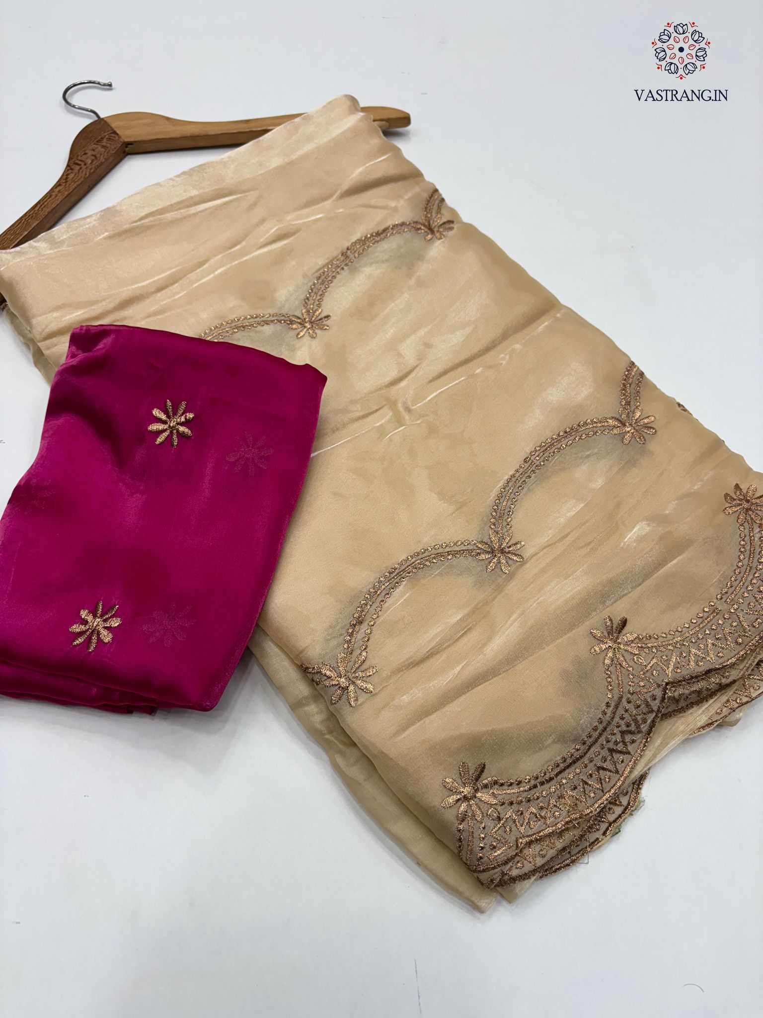 New Function Wear Golden Color Jimmy Silk Embroidery Work Fancy Designer Saree With Blouse
