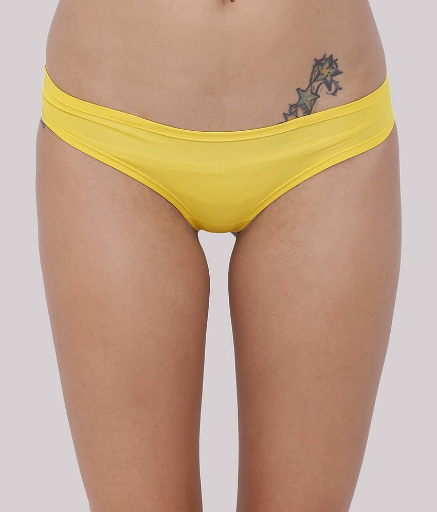 BASIICS By La Intimo Polyester Solid Women's Bikini ( Yellow ) BCPSS02
