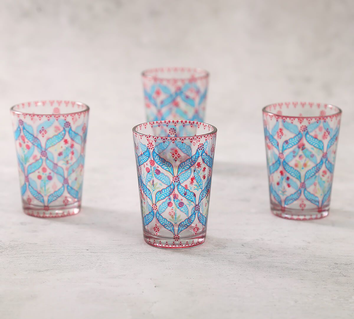 India Circus Blooming Dahlia Chai Glass Set Of 4