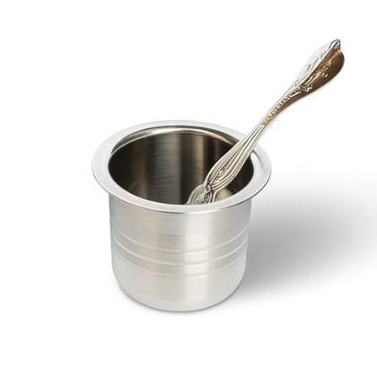 MAYAPURI 100% Stainless Steel Panch Patra with Achmani Pali for All Pooja | Standard Size Pooja Patra Set for Daily Rituals & Festivals