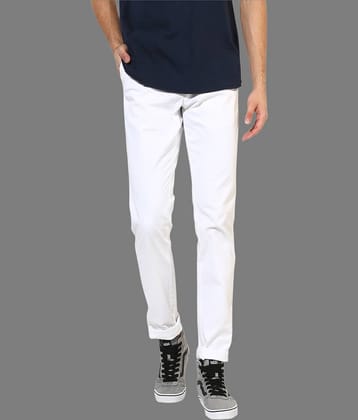 HALOGEN - White Cotton Lycra Skinny - Fit Men's Chinos ( Pack of 1 )