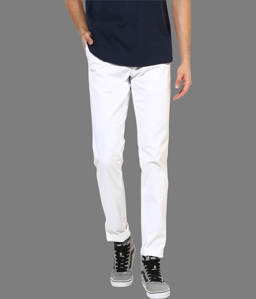 HALOGEN - White Cotton Lycra Skinny - Fit Men's Chinos ( Pack of 1 )