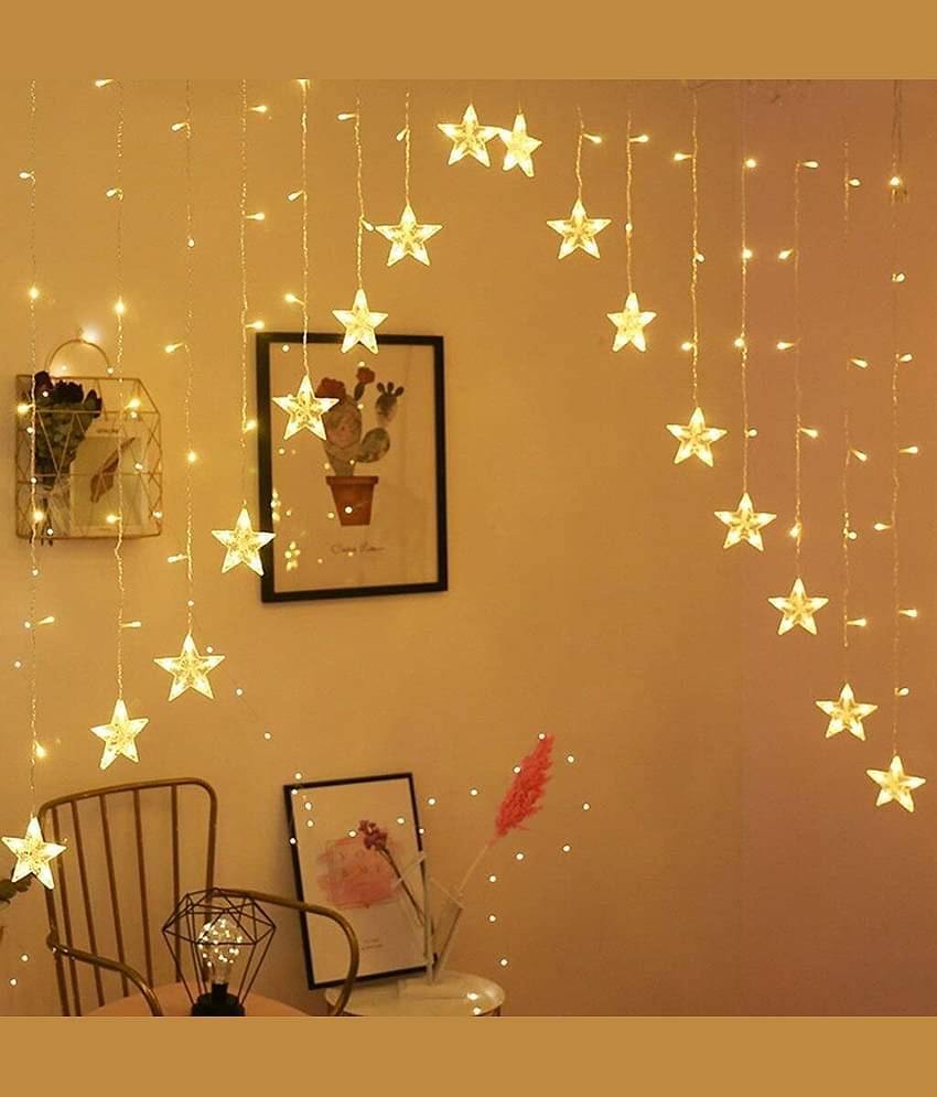 MIRADH Yellow 3Mtr Curtain String Light ( Pack of 1 )