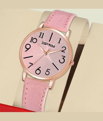 Septem Pink Leather Analog Womens Watch