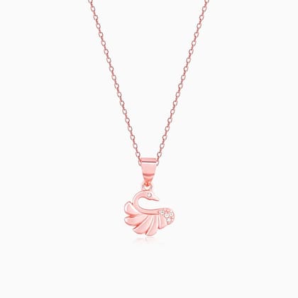 Rose Gold Graceful Swan Pendant With Link Chain