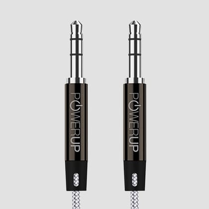 POWERUP Metal Aux Cable 1.2 Mtr / 120 cm - Grey