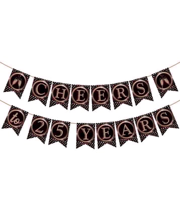 Zyozi 25th Birthday Decorations Cheers to 25 Years 25th Birthday Banner with Swirls and Balloon for Men Women Rose Gold Backdrop Wedding Anniversary Party Supplies Decorations