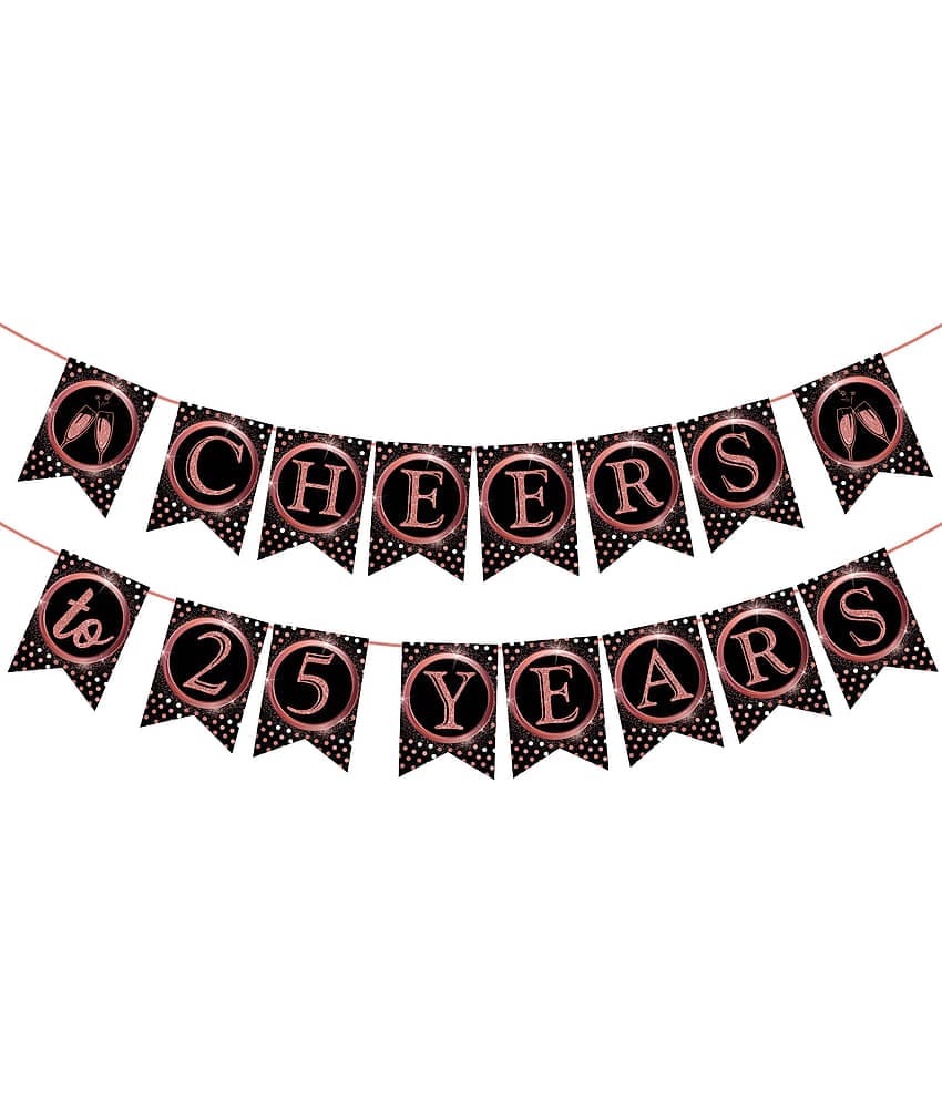 Zyozi 25th Birthday Decorations Cheers to 25 Years 25th Birthday Banner with Swirls and Balloon for Men Women Rose Gold Backdrop Wedding Anniversary Party Supplies Decorations