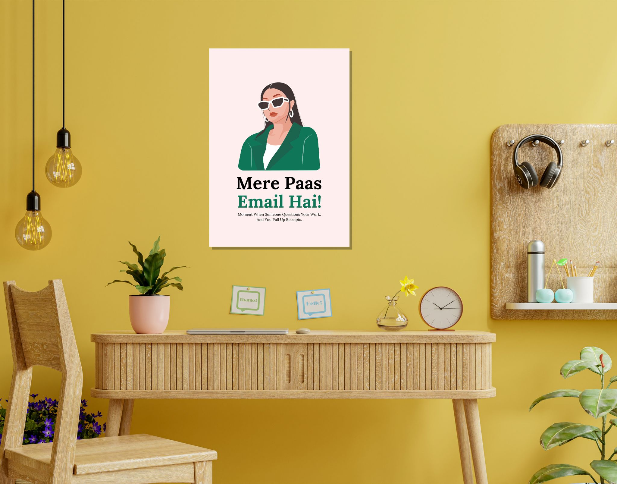 "MERE PAAS EMAIL HAI!-Corporate Edition"- Shiny & Sturdy Metallic Poster  Art That Pops & Sticks (Literally!)-A3