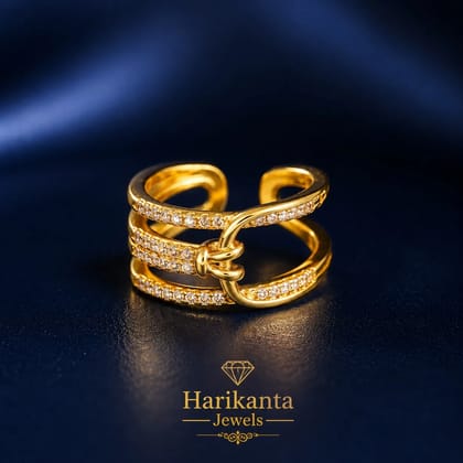 Elegant Multi Layer Design Ring Crystal Studded Party Wear for Women