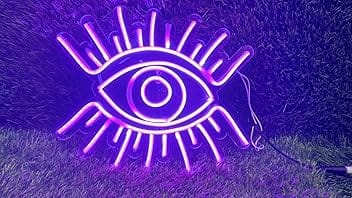 fabsouk Evil Eye Neon Signs LED Neon Signs Light LED Art Decorative Sign - Wall Decor/Table Decor, Home Decor for Party Kids Room Living Room House Bar Pub Hotel Beach (12in x10 in)