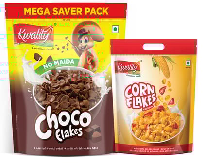 Kwality Choco Flakes 1Kg Pouch & Corn Flakes 500g pouch