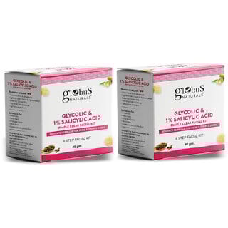 Globus Naturals Anti Acne Glycolic  Salicylic Acid 6 Step Facial Kit For Oil Control  Skin Lightening Suitable For Oily  Acne Prone Skin 40gm Set of 2