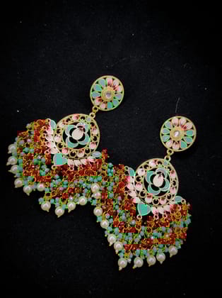 ZEVAR I High Quality Kundan Meenakari Earrings Set