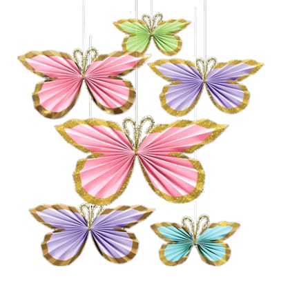 Butterfly Paper Fan Hanging Decoration - 6PC Butterfly Paper Fan Hanging Decoration - 6PC