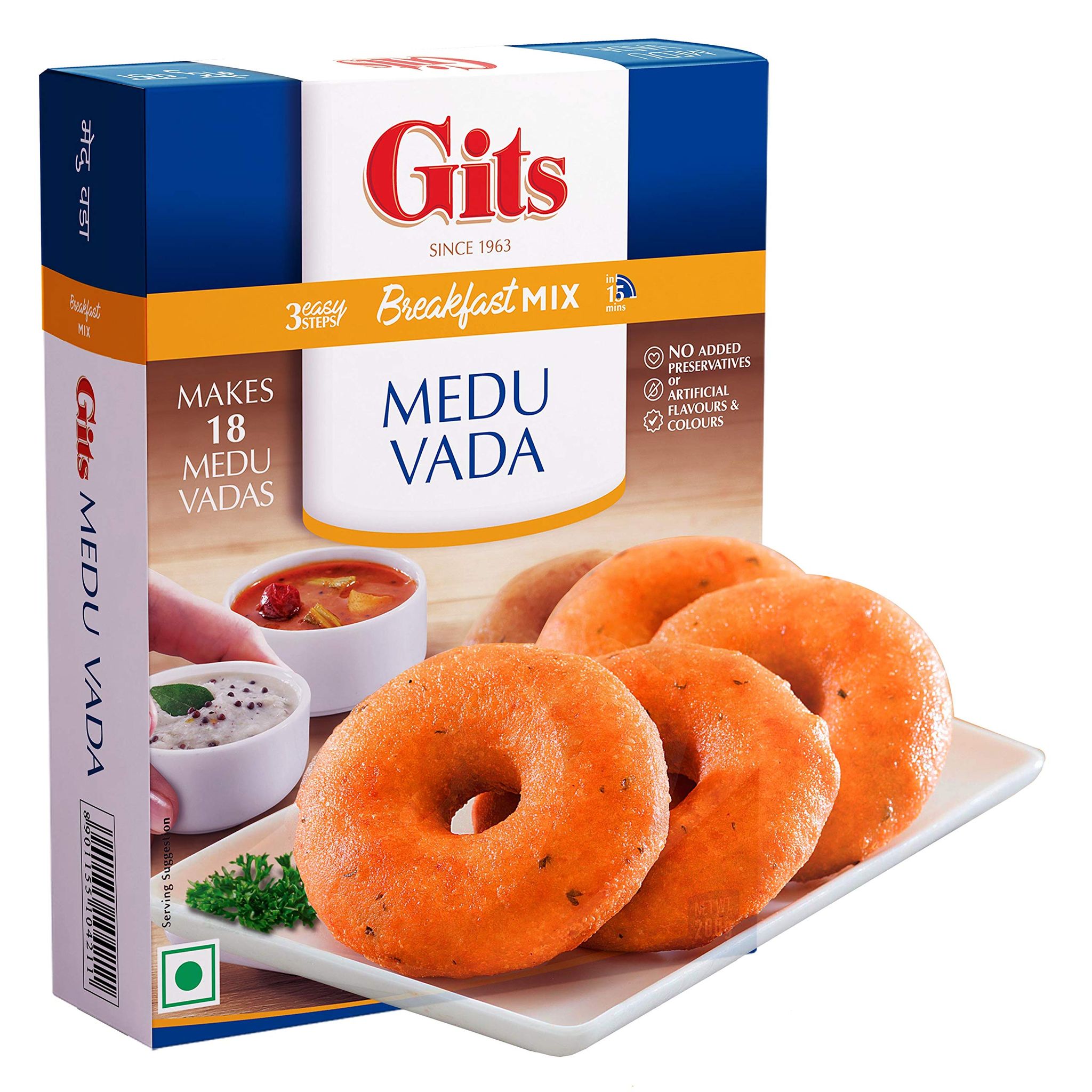 Gits Medu Vada Breakfast Mix, Makes 18 Per Pack, Pure Veg, South Indian Breakfast Mix, 200G