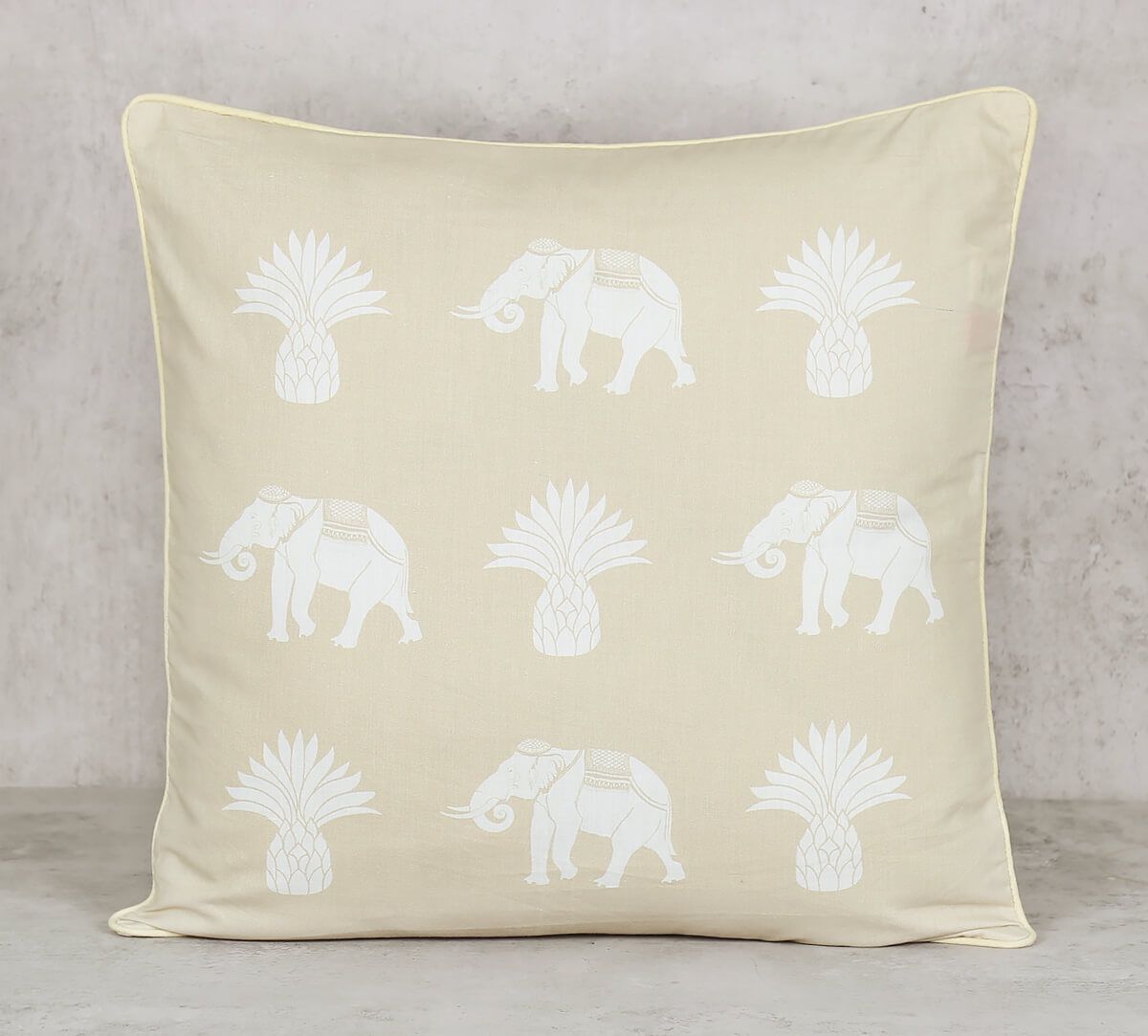 India Circus Tusker Tropics - Cotton Poplin Cushion Cover- 12 X 12 Inch