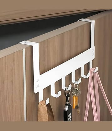 Metal Over Door Hanger for Cloths, Drill Free Door Handing Hooks Suitable for Bathroom, Bedroom, Kitchen | Scarf, Coat, Towel Holder | Removable Door Hanger (Pack of 1)