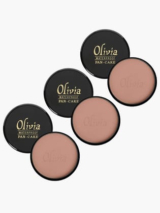 Olivia Pan Cake 100% Waterproof 25g x 3 | Full Coverage Makeup Base | Smudge-Proof & Sweat-Resistant | Long-Lasting Velvety Finish | Hides Blemishes | For All Skin Types | Pack of 3 | Dark Egyptian929 Olivia Pan Cake 100% Waterproof 25g x 3 | Full Covera